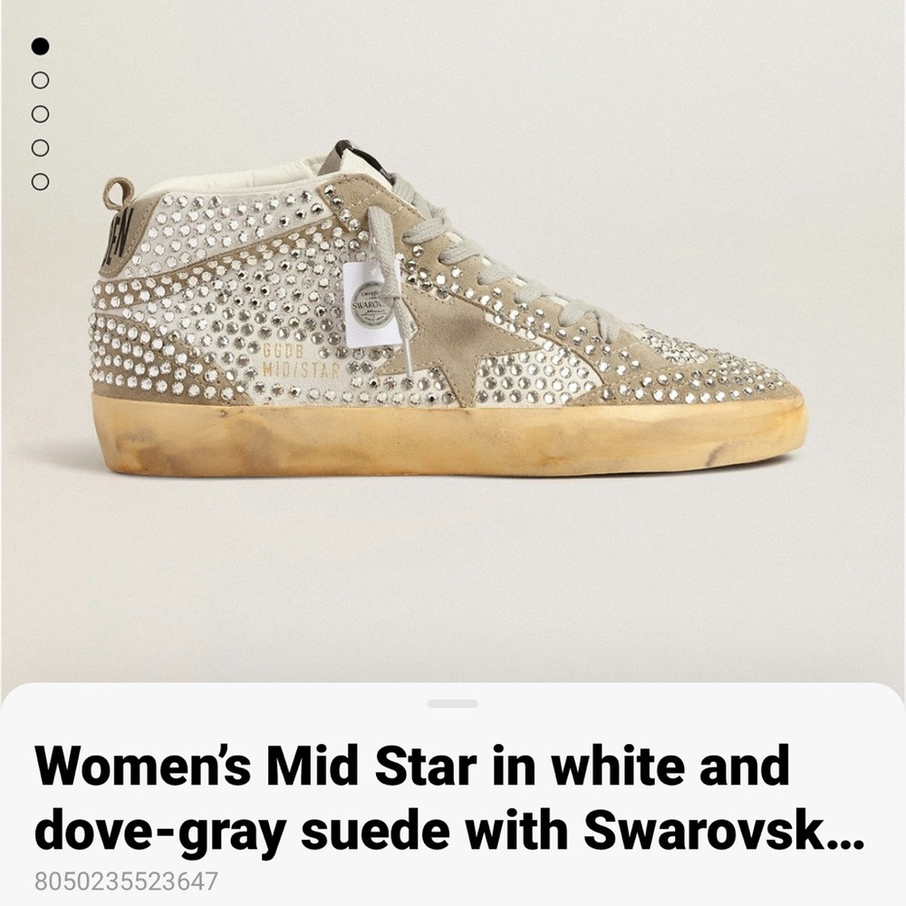 Golden Goose Swarovski Sneakers sz 9 eu 39 white dove gray suede $2100 authentic